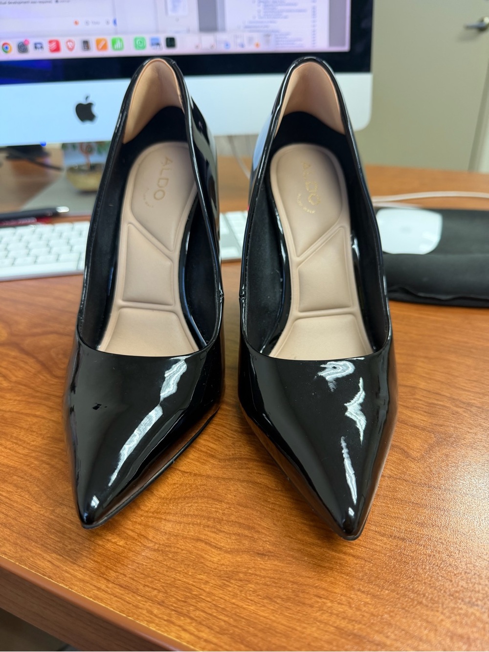 Aldo Black Patent Pointed Toe Pumps